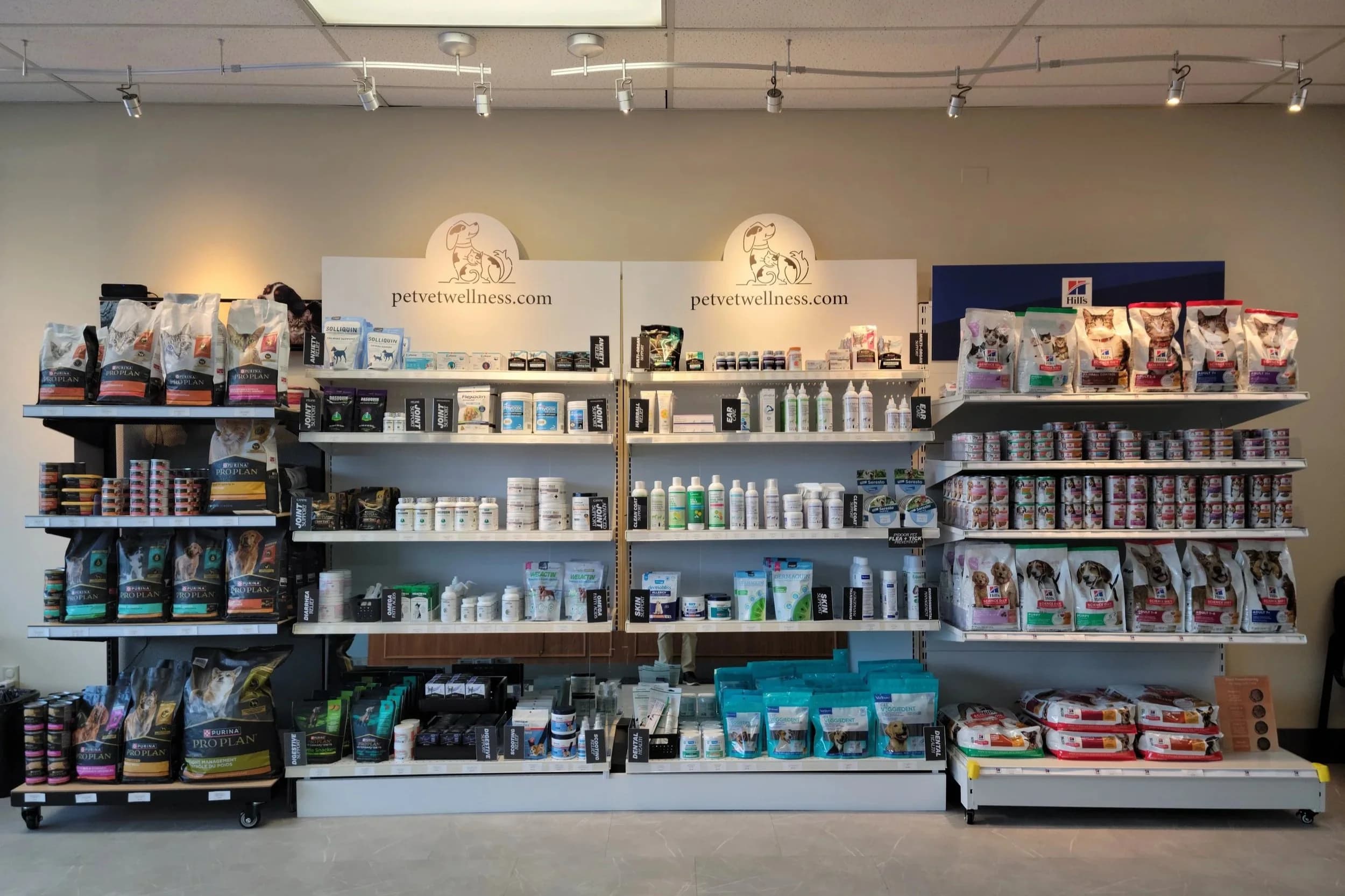 Veterinary-exclusive supplements and therapeutic diets on the shelves at PetVetWELL in Mentor, OH